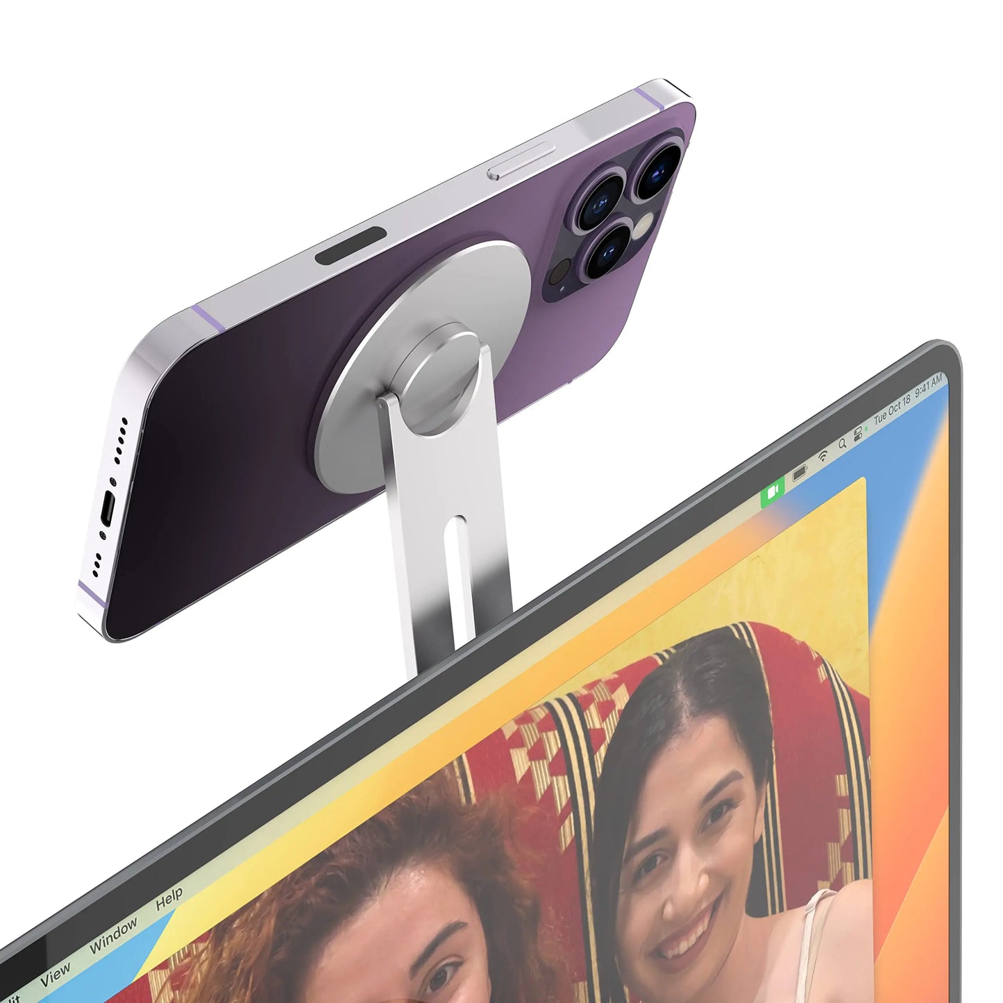 Magnetic Laptop Phone Holder, Adjustable Continuity Camera Mount for Magsafe Iphone, for Ios 16 & Macbook Macos 13 Ventura
