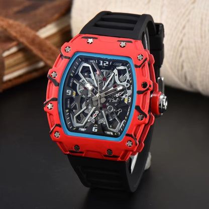 CQ281 Casual Fashion Men'S Watch Carbon Fiber Hollow Sports Trend Quartz Watch Multiple Colors Clock Gift