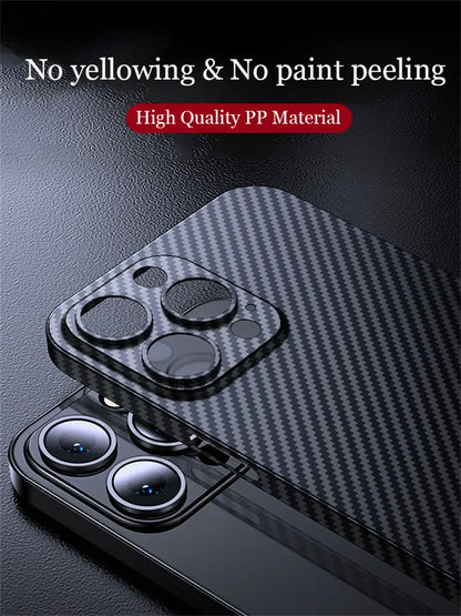 Luxury Ultra Thin Carbon Fiber Matte Case for Iphone 15 14 13 12 Mini 11 Pro Max 15Pro XS XR X 6 7 8 plus SE 0.2MM PP Back Cover