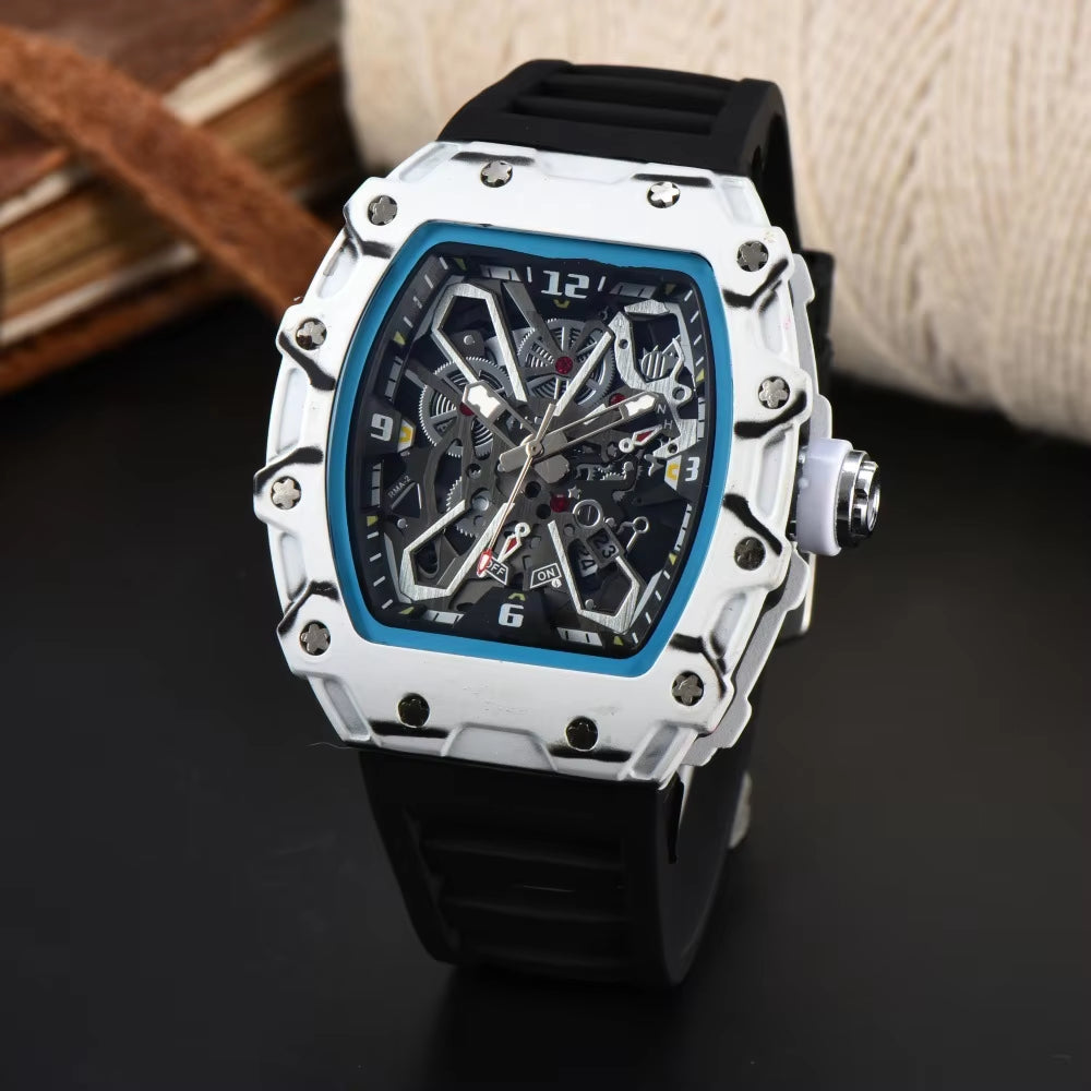 CQ281 Casual Fashion Men'S Watch Carbon Fiber Hollow Sports Trend Quartz Watch Multiple Colors Clock Gift