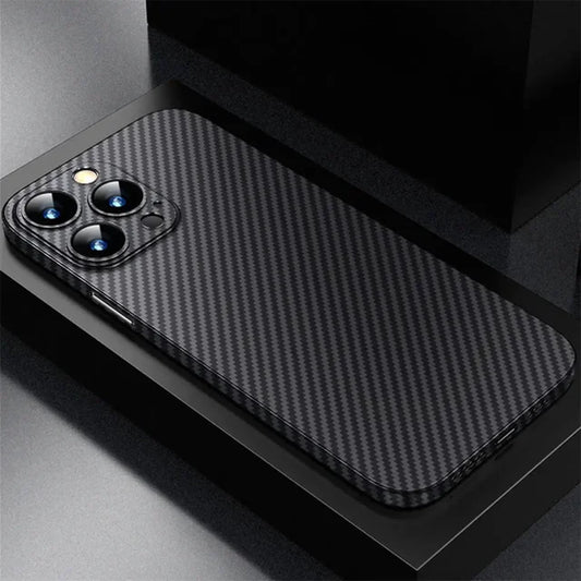 Luxury Ultra Thin Carbon Fiber Matte Case for Iphone 15 14 13 12 Mini 11 Pro Max 15Pro XS XR X 6 7 8 plus SE 0.2MM PP Back Cover