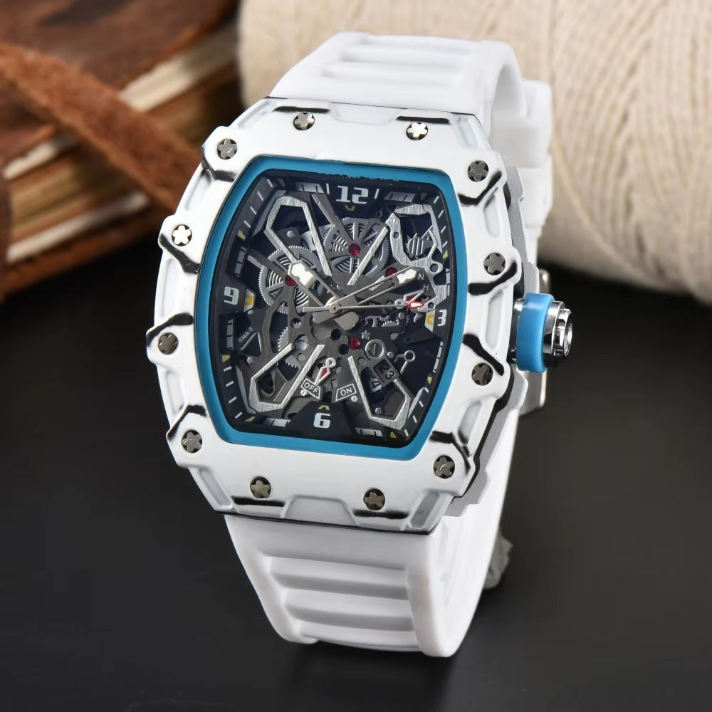 CQ281 Casual Fashion Men'S Watch Carbon Fiber Hollow Sports Trend Quartz Watch Multiple Colors Clock Gift