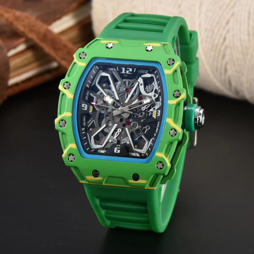 CQ281 Casual Fashion Men'S Watch Carbon Fiber Hollow Sports Trend Quartz Watch Multiple Colors Clock Gift