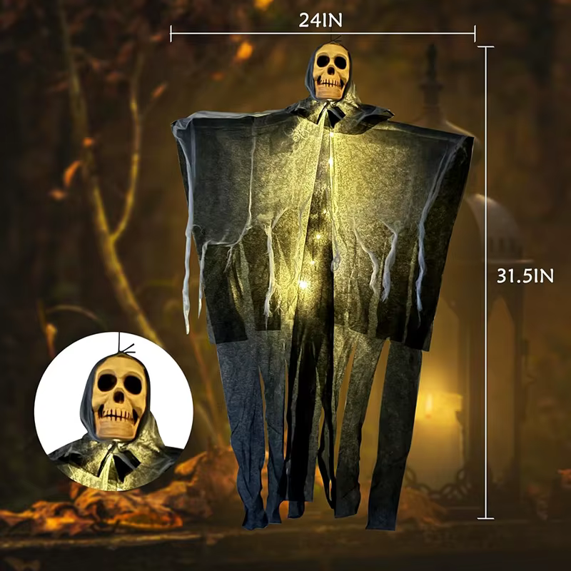 Light-Up Hanging Skull Ghost Halloween Decoration thumbnail 4