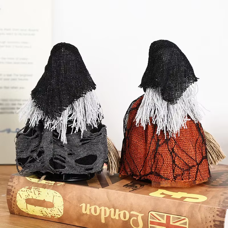 Rustic Halloween Witch Figurine with Broom thumbnail 5