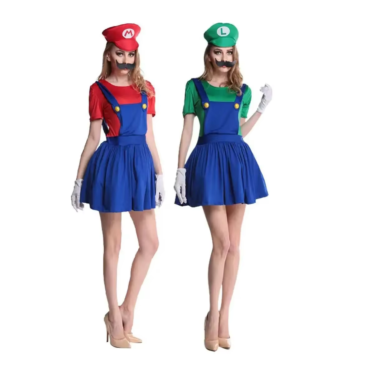 Adult Green Plumber Costume with Hat and Mustache thumbnail 2