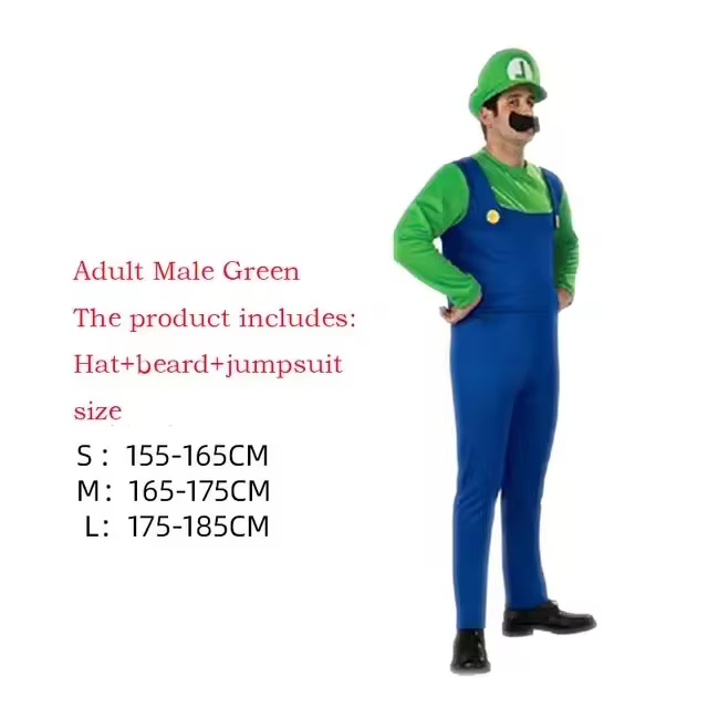 Adult Green Plumber Costume with Hat and Mustache thumbnail 8