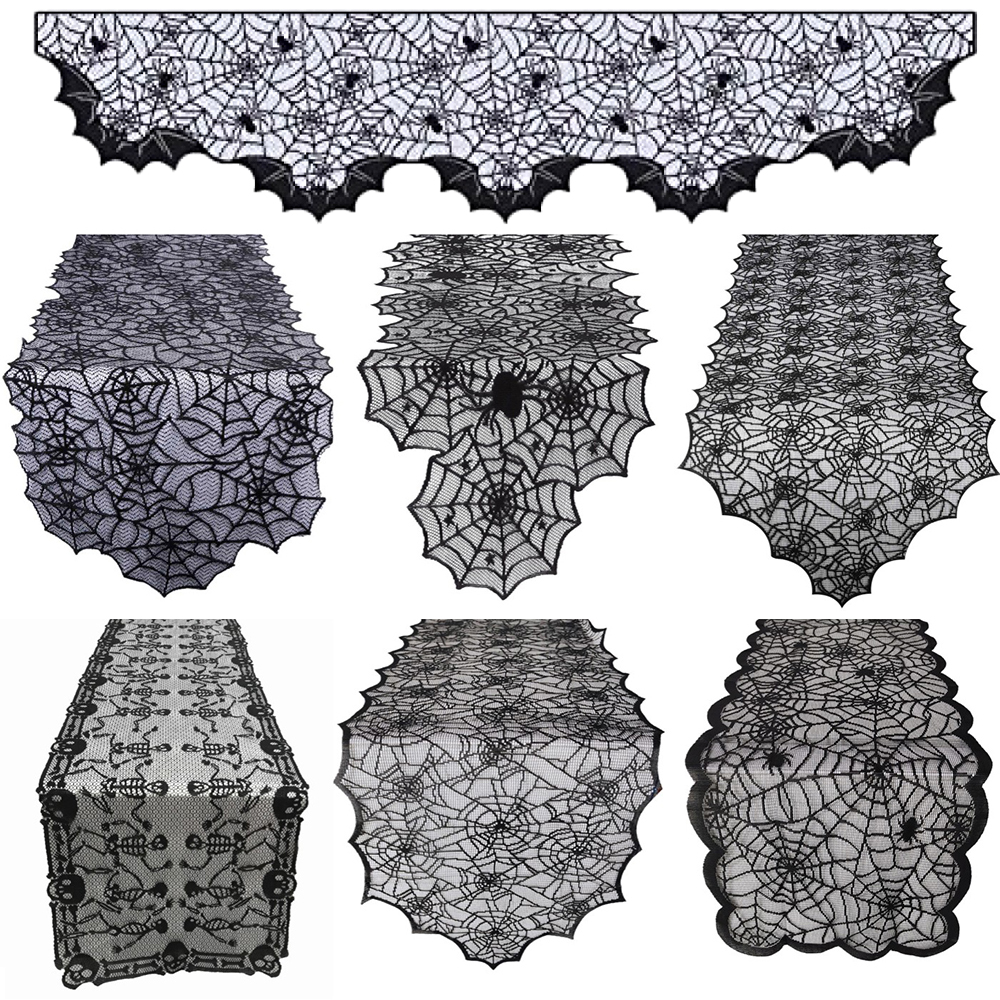 Black Halloween Lace Runners & Decorations