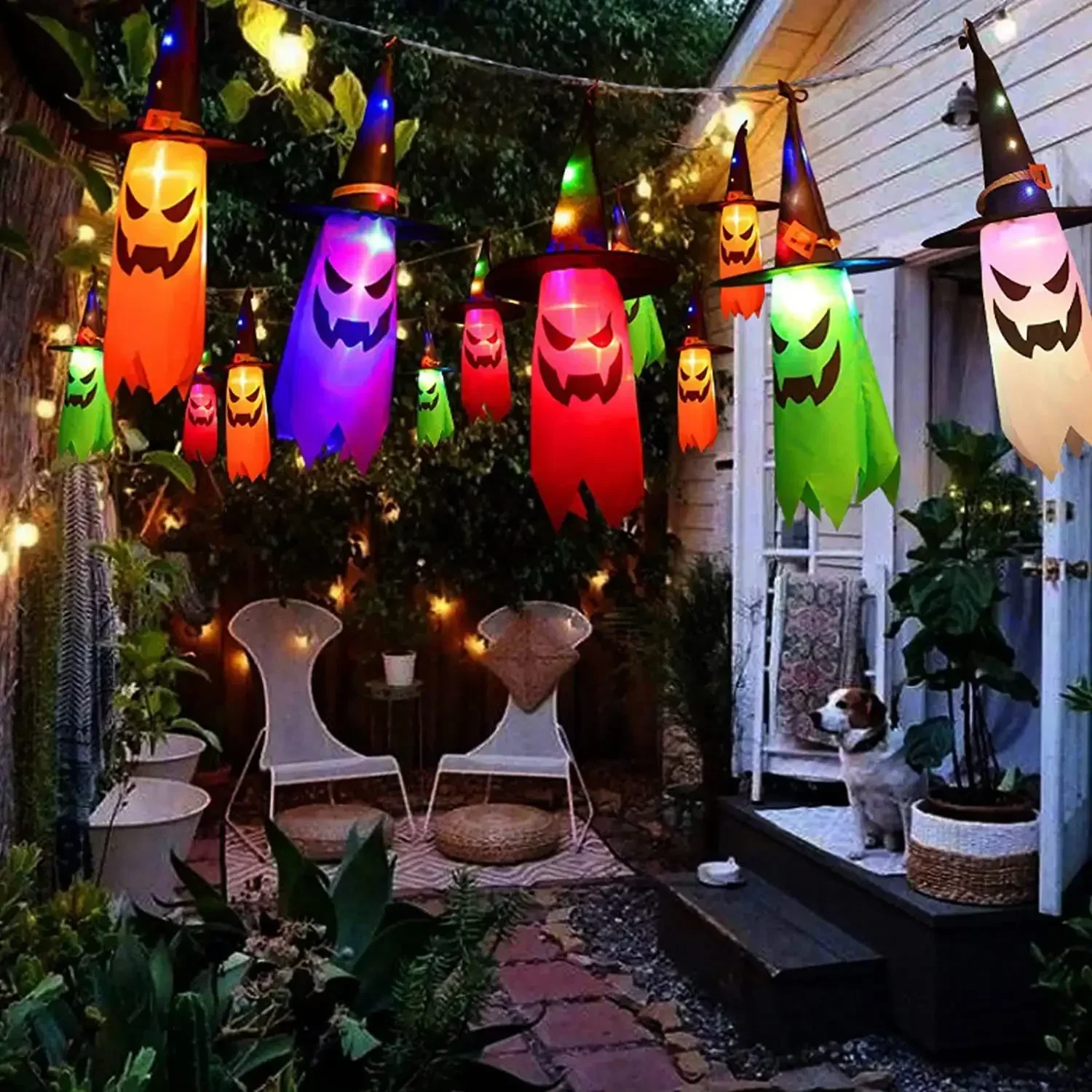 Halloween Witch-Hat String Lights — 5 Hats thumbnail 3