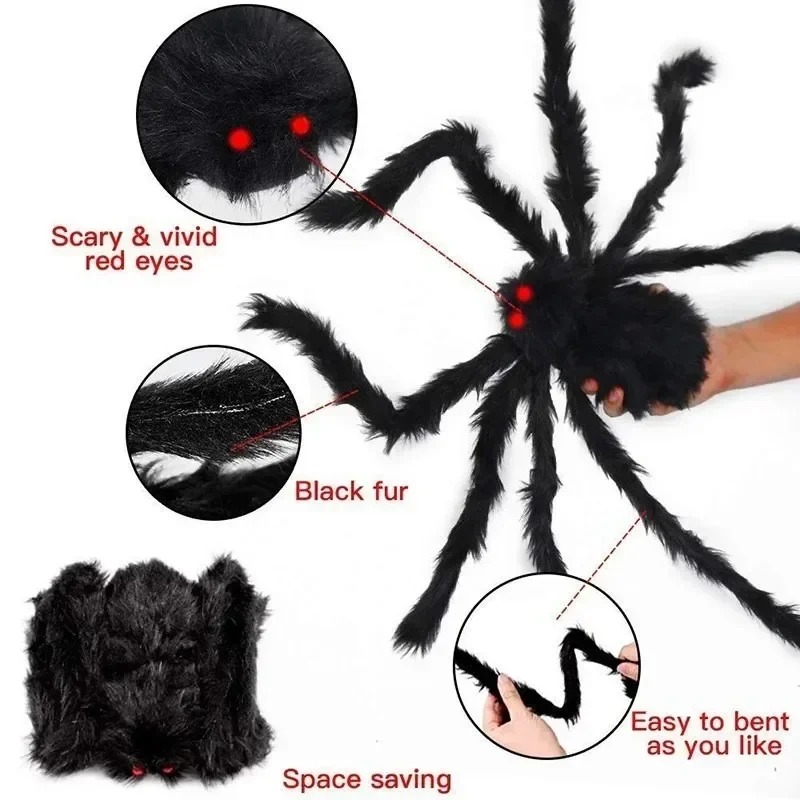 Posable Black Halloween Spider thumbnail 3
