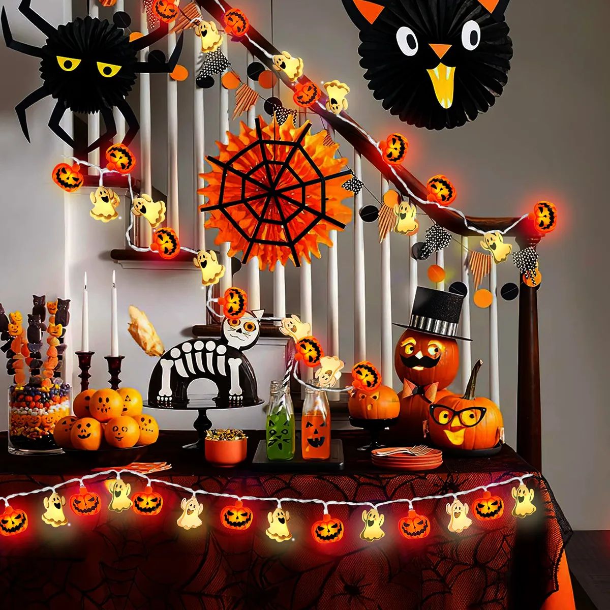Pumpkin & Ghost Halloween String Lights thumbnail 5