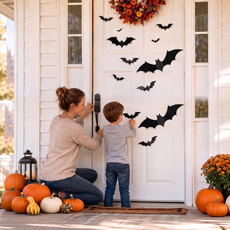 3D Black Halloween Bat Wall Decorations
