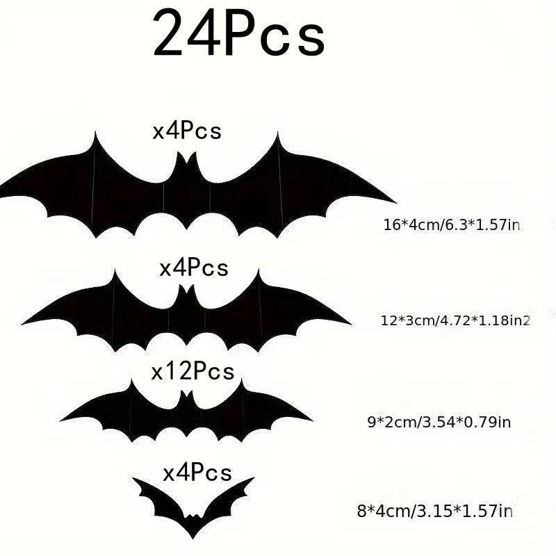 3D Black Halloween Bat Wall Decorations thumbnail 11