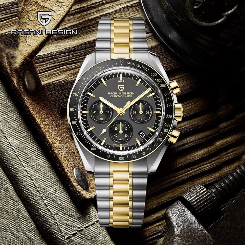 Pagani Design PD-1701 Speedmaster Moonwatch Chronograph Black / Black